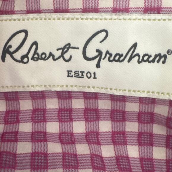 Robert Graham Men's Button Down Shirt Hot Pink Plaid Size 15.5 39 Preppy Classic - Picture 8 of 10